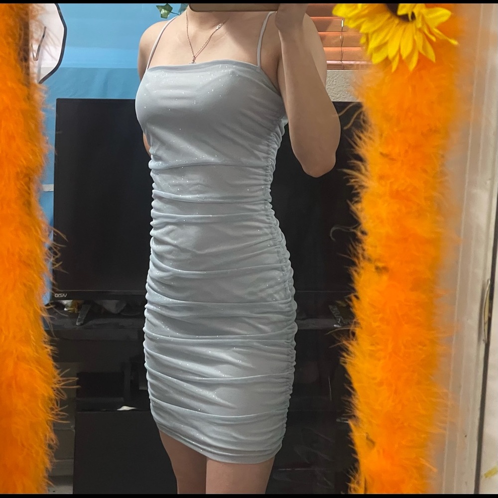 Blue shimmer bodycon dress